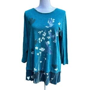 NWOT Jess & Jane - Mineral Washed, Contrast Hem, Cotton Slub, Casual Tunic Top